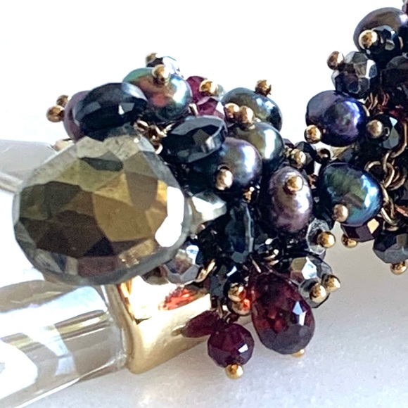 Alexis Bittar Coveteur Huge Hand Lucite pearls Gemstones One Statement Earring - Picture 14 of 16